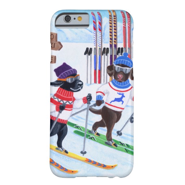 Nordic Skiing Labradors Painting Case-Mate iPhone Case (Back)