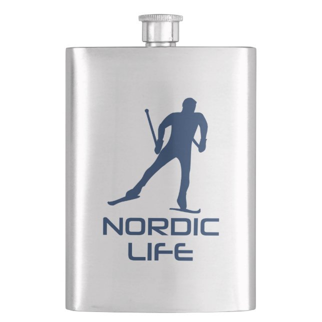 Nordic Skiing Life Hip Flask (Front)