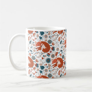 Nordic sleeping fox pattern  coffee mug