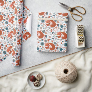 Nordic sleeping fox pattern  wrapping paper