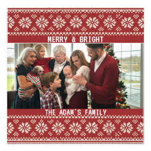 Nordic Snowflake Christmas Family  Photo Print