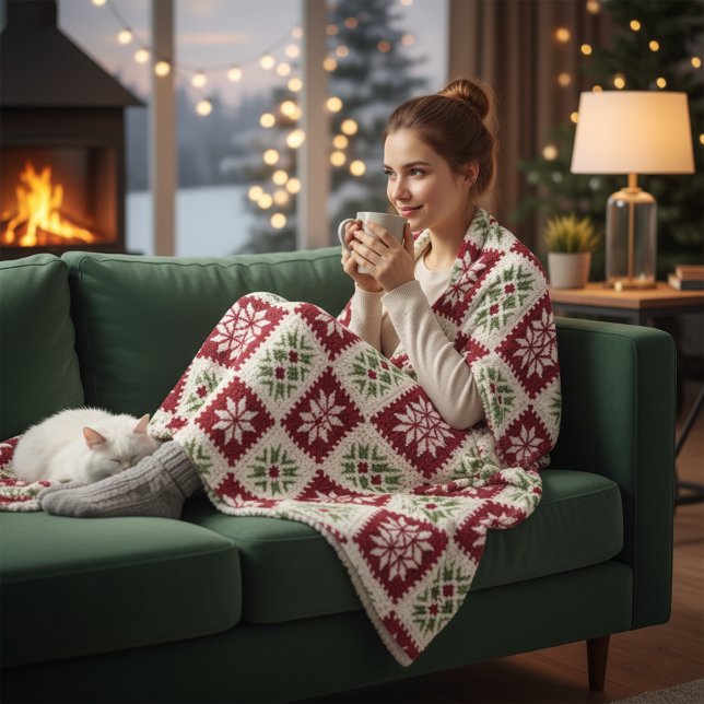 Nordic Snowflake Crochet  Fleece Blanket (Creator Uploaded)