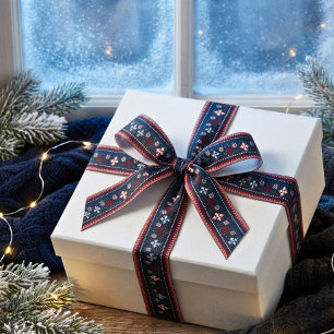 Nordic Snowflake Holiday Ribbon Grosgrain Ribbon