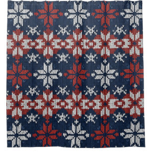 Nordic Snowflake Knit Pattern in Navy, Red, White