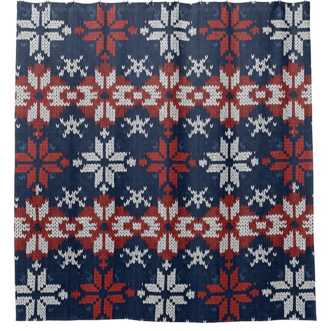 Nordic Snowflake Knit Pattern in Navy, Red, White (Front)