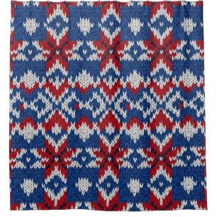 Nordic Snowflake Knit Pattern - Navy, Red, White 2