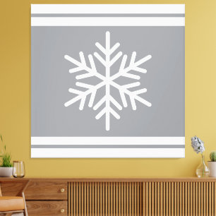 Nordic Snowflake Modern Grey White Sporty Stripes Canvas Print