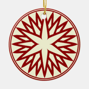 Nordic Snowflake (Red on Ivory) Personalized Ceramic Ornament