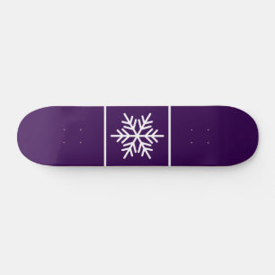 Nordic Snowflake Stripes Deep Purple Background Skateboard