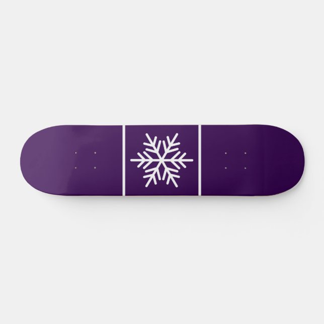 Nordic Snowflake Stripes Deep Purple Background Skateboard (Horz)