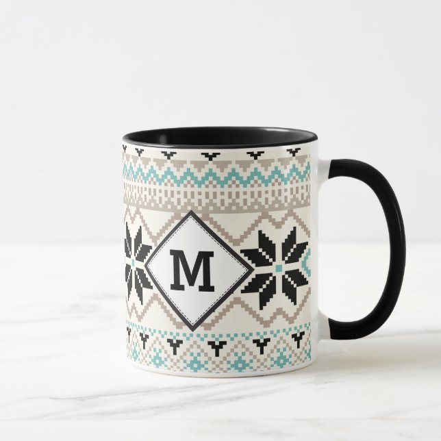 Nordic Snowflake Winter Sweater Pattern Mug (Right)