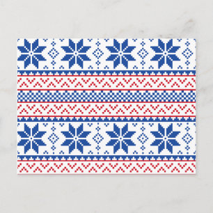 Nordic Snowflakes Christmas Pattern Holiday Postcard