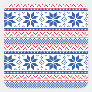 Nordic Snowflakes Christmas Pattern Square Sticker