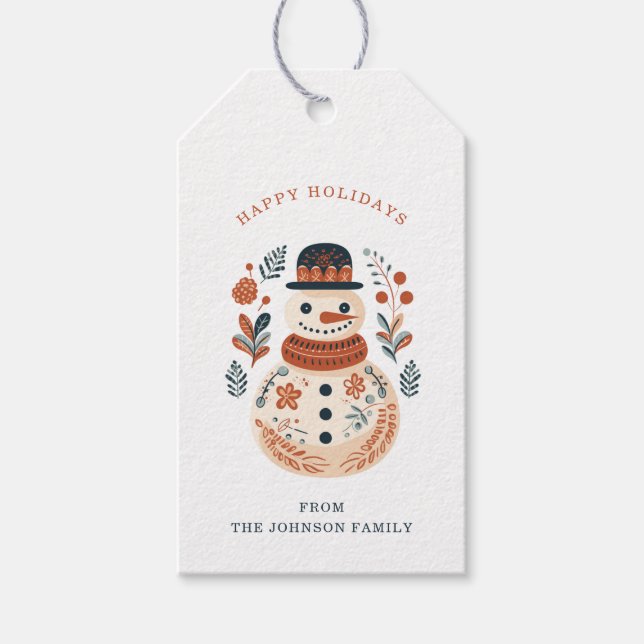 Nordic Snowman Gift Tags (Front)