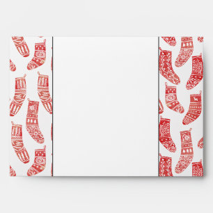 Nordic Stockings Scandinavian Christmas Red White Envelope
