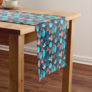 Nordic style dusty blue powder blue burnt orange  short table runner