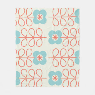 Nordic Style Geometric Floral Vintage. Fleece Blanket