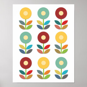 Nordic Style Stems and Flowers Poster
