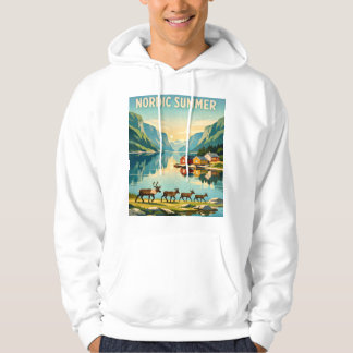 Nordic Summer – Vintage Scandinavian Fjord Travel Hoodie