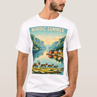 Nordic Summer – Vintage Scandinavian Fjord Travel T-Shirt
