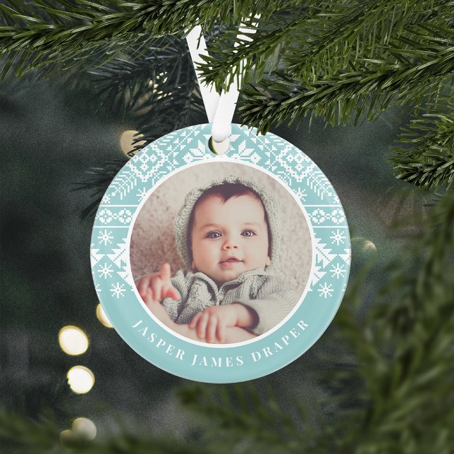Nordic Sweater | Baby's First Christmas Photo Ornament (Creator Uploaded)
