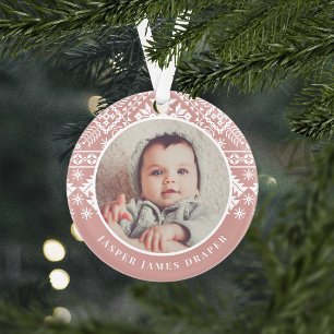 Nordic Sweater   Baby's First Christmas Photo Ornament