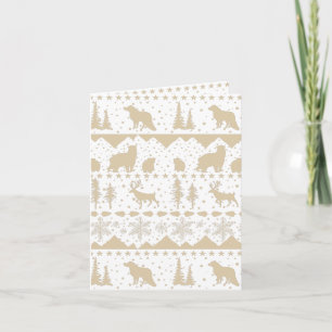 Nordic Sweater Neutral Beige White Winter Animals Holiday Card