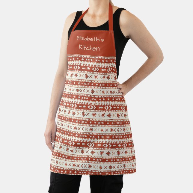 Nordic Sweater Pattern Custom Name Holiday Apron (Insitu)