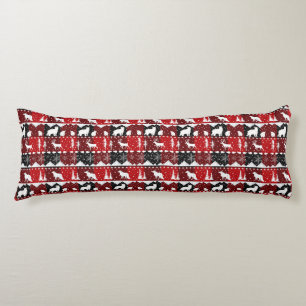 Nordic Sweater White Winter Animals Buffalo Plaid  Body Pillow