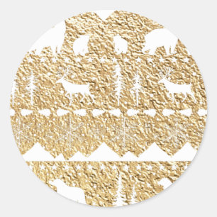 Nordic Sweater White Winter Animals Gold Classic R Classic Round Sticker