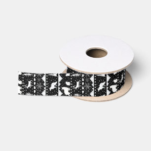 Nordic Sweater Winter Animals Black And White Satin Ribbon