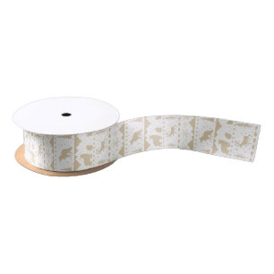 Nordic Sweater Winter Animals White Neutral Beige Satin Ribbon