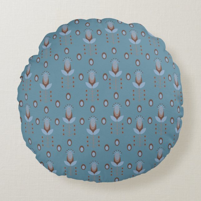 Nordic Thistle Round Pillow (Front)
