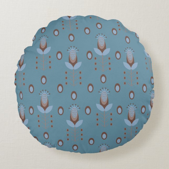 Nordic Thistle Round Pillow (Front)