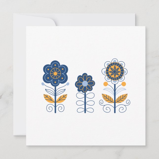 Nordic Three Flowers Blank Card (Front)