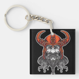 Nordic Valhalla Viking Illustration Art Keychain