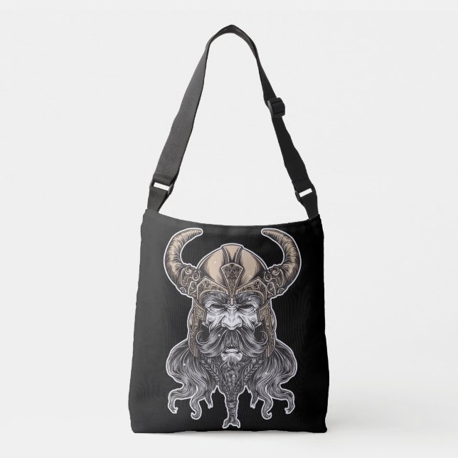 Nordic Viking Illustration Art Crossbody Bag (Front)