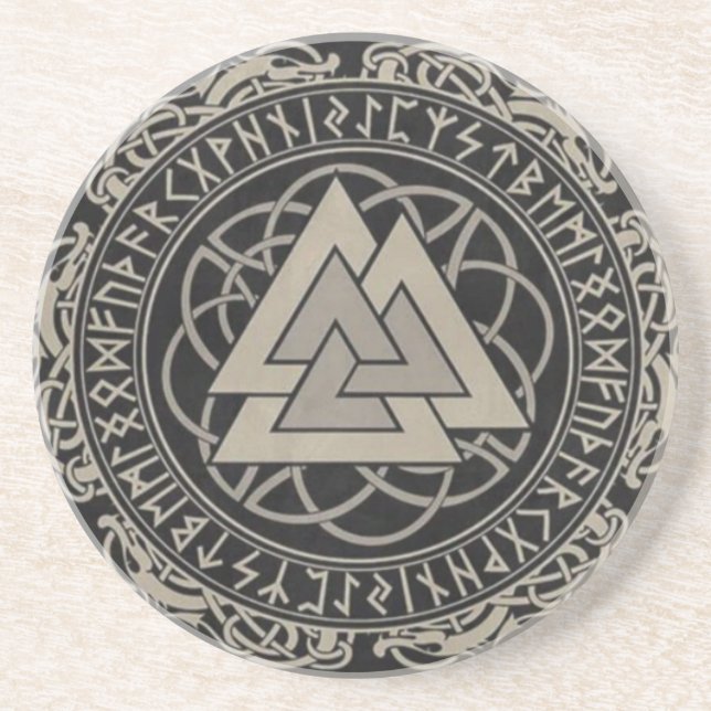 Nordic Viking Norse rune Valknut design  Coaster (Front)