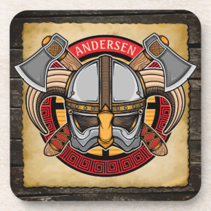 Nordic Viking Warrior ADD NAME Norse Axe Norsemen Coaster