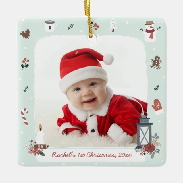 Nordic Village Christmas Photo Ornament (Front)