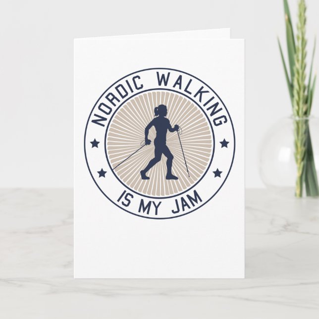 Nordic Walking Walker Woman With Sticks Gift Card (Front)