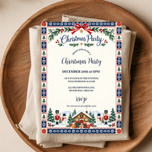 Nordic Winter Cabin Christmas Party Invitation