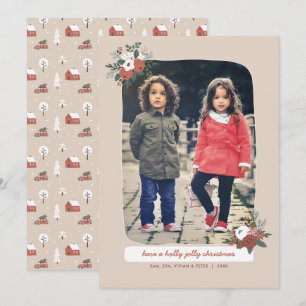 Nordic Winter Christmas Holiday Village Photo Card