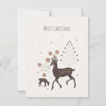 Nordic winter forest deers