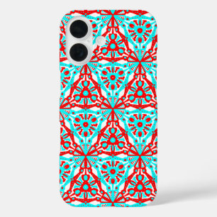 Nordic Winter Geometric in Red White Blue iPhone 16 Case