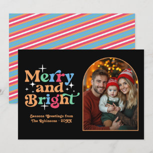 Nordic Winter Modern Retro Christmas Family Photo Holiday Card