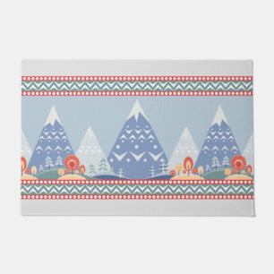 Nordic Winter Mountains Doormat