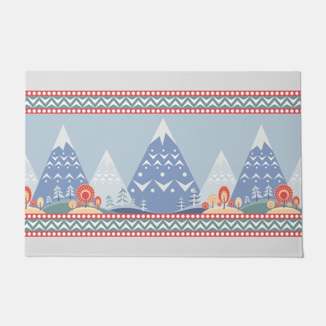 Nordic Winter Mountains Doormat (Front)