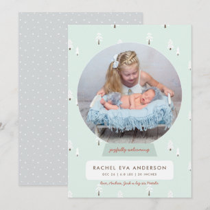 Nordic Winter New Baby First Christmas Snowglobe Holiday Card