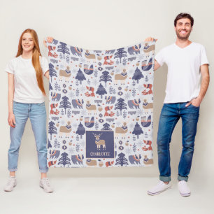 Nordic Winter Scandinavian Pattern Personalized Fleece Blanket